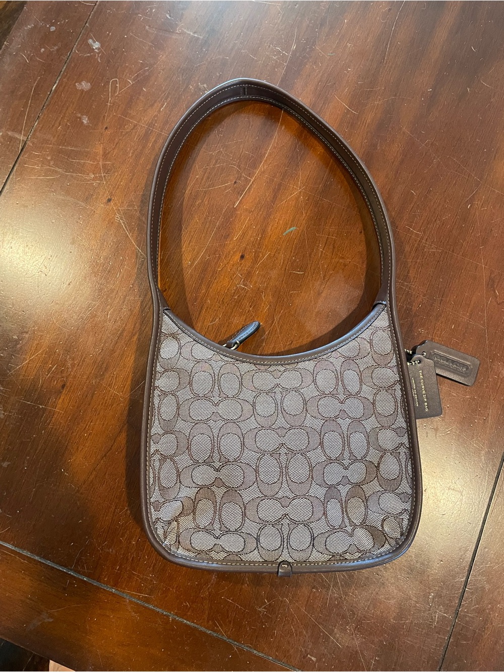 Coach Brown Signature Jacquard Shoulder Bag